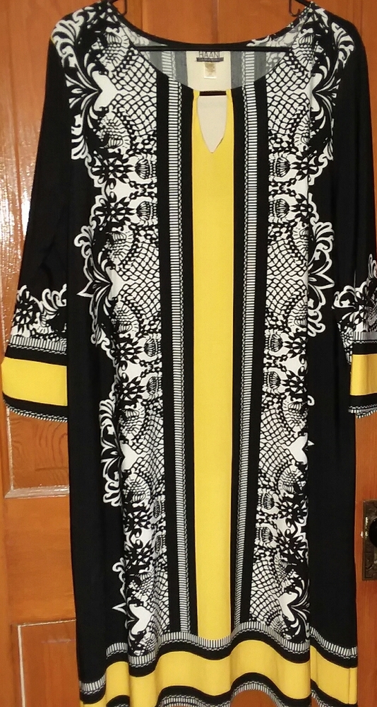 Black,White and Yellow HAANI Dress 3XP